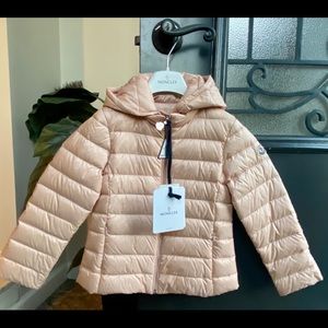 Auth NWT Girls Moncler Blush Pink Hood Down Jacket